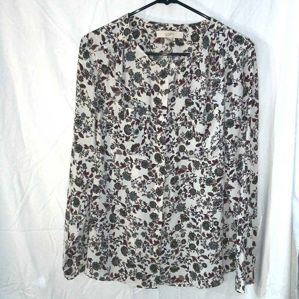 Button down floral blouse, LOFT, size M